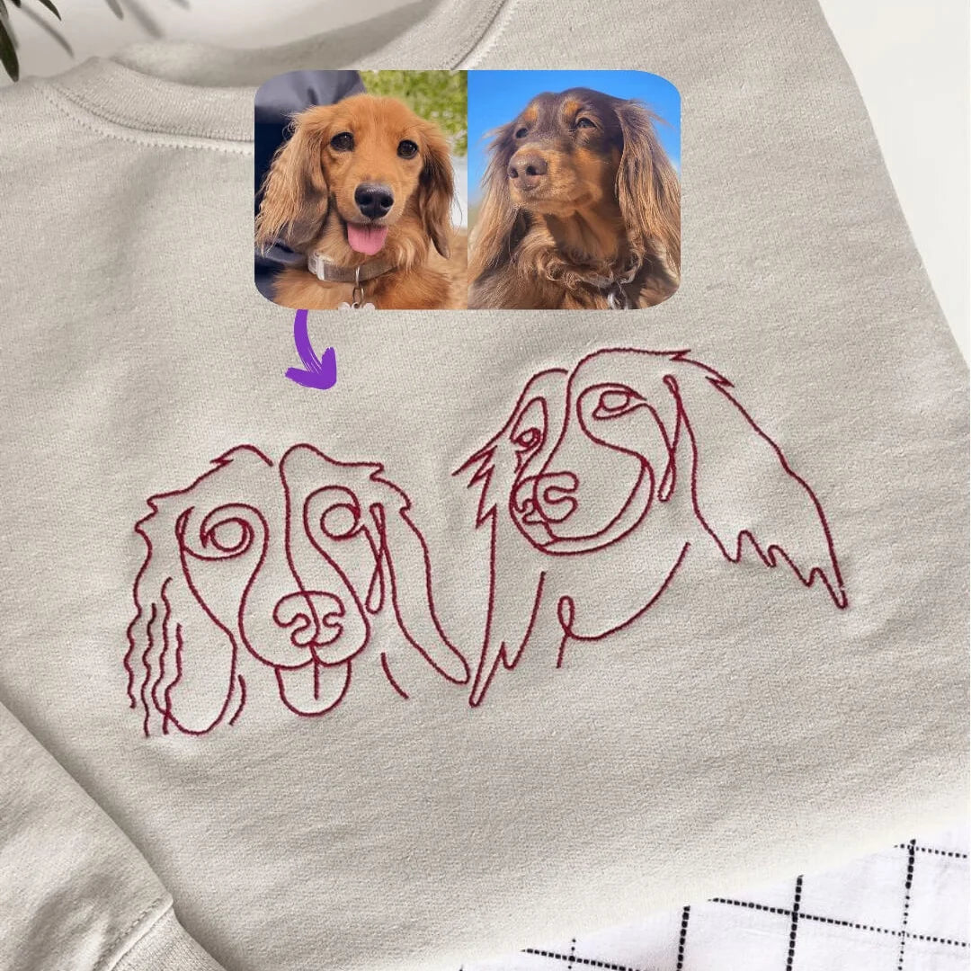Pet-Inspired Embroidered Dog Design Crewneck Sweatshirt