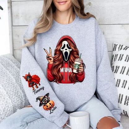 Custom Halloween MAMA Sweatshirt with Kid's Names/Pet's Names on the Sleeve