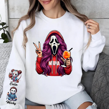 Custom Halloween MAMA Sweatshirt with Kid's Names/Pet's Names on the Sleeve