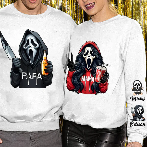 Custom Halloween MAMA Sweatshirt with Kid's Names/Pet's Names on the Sleeve