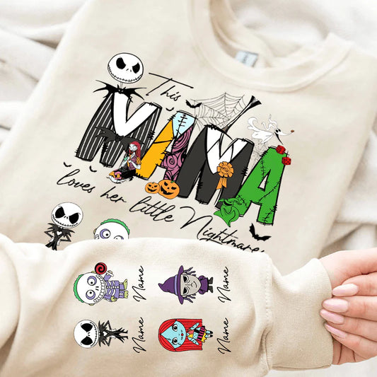Personalized This Mama Loves Her Little Nightmares Sweatshirt, Mama Shirt With Kids Name