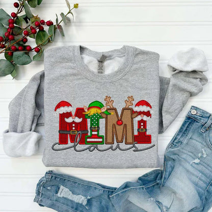 Personalized Embroidery Christmas Style MAMA Claus Sweatshirt
