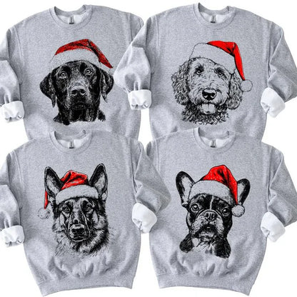 Custom Pet Christmas Sweatshirt Personalized Dog Cat Santa Hat Graphic Crewneck