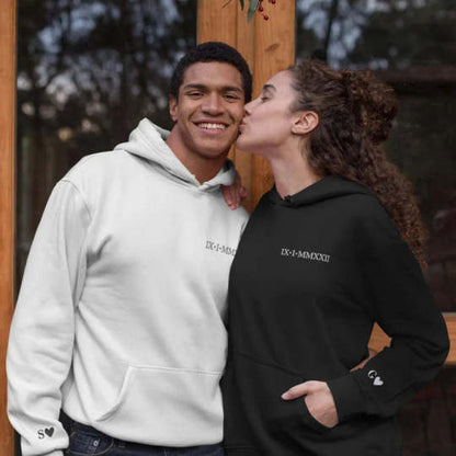 Custom Embroidered Couple Roman Numeral Sweatshirt/Hoodie For Important Dates Perfect Couple Gift Unique Couple Gift