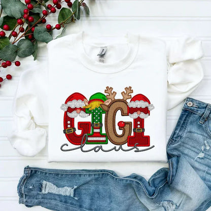 Personalized Embroidery Christmas Style MAMA Claus Sweatshirt