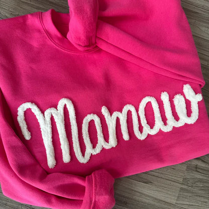 Custom Chenille Embroidered Sweatshirt With Option To Add Name On Sleeves