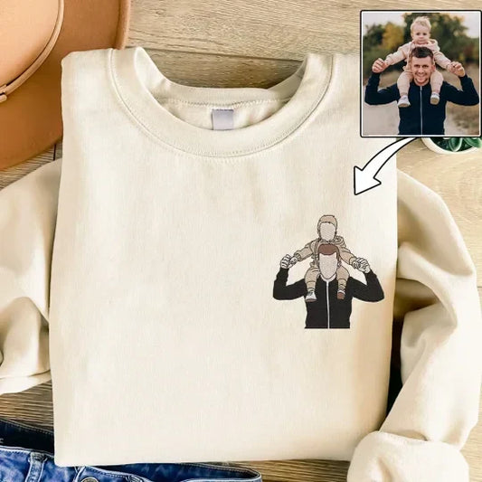 Custom Embroidered Photo Portrait Sweatshirt For papà,papá,pai