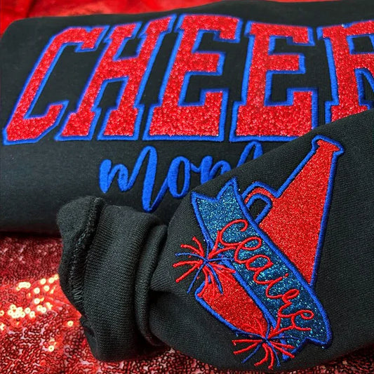 Custom Embroidered Glitter Cheer mom Sweatshirt