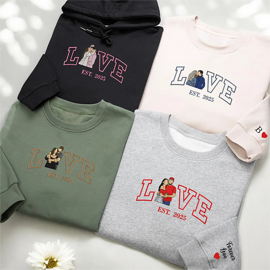 Custom Embroidered Couple Love Moments Crewneck/Hoodie