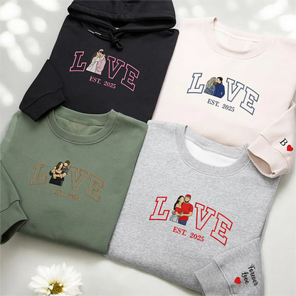 Custom Embroidered Couple Love Moments Crewneck/Hoodie
