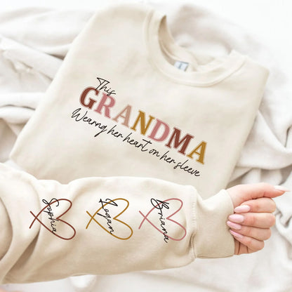 🔥Custom Wear Heart On Sleeve Sweatshirt For Mom And Grandma