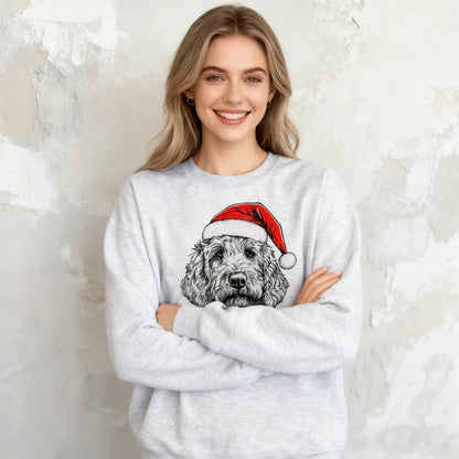 Custom Pet Christmas Sweatshirt Personalized Dog Cat Santa Hat Graphic Crewneck