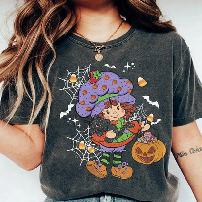 Adorable Halloween Cartoon Girl Tee