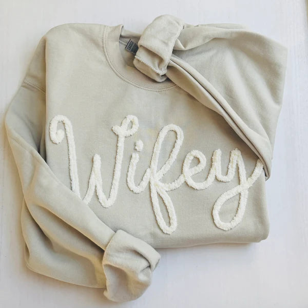 Custom Chenille Embroidered Sweatshirt With Option To Add Name On Sleeves