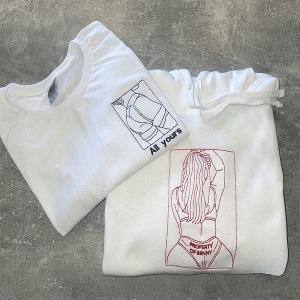 Custom Embroidered Sweatshirt – Personalized Sexy Portrait Gift for Him 💕🔥