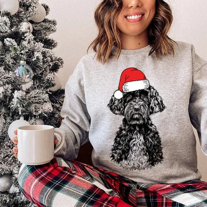 Custom Pet Christmas Sweatshirt Personalized Dog Cat Santa Hat Graphic Crewneck