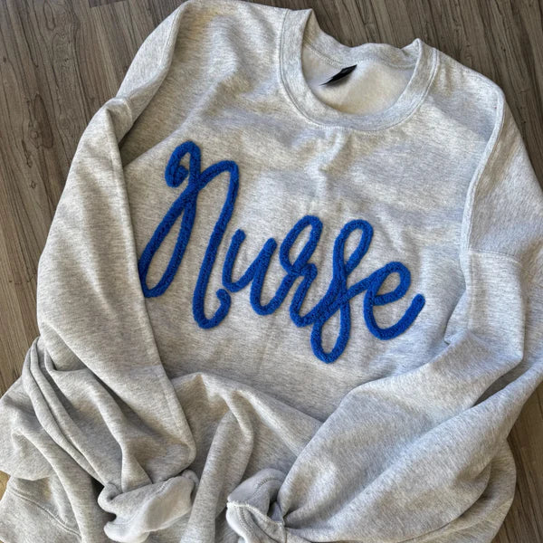 Custom Chenille Embroidered Sweatshirt With Option To Add Name On Sleeves