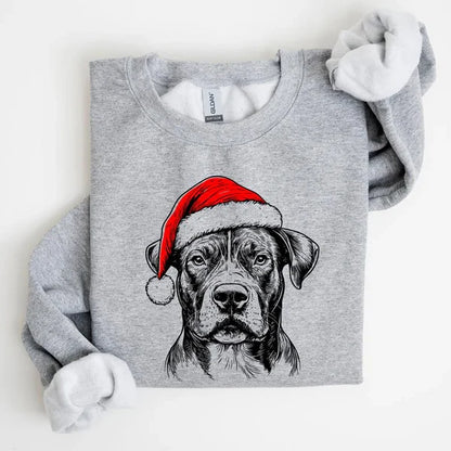 Custom Pet Christmas Sweatshirt Personalized Dog Cat Santa Hat Graphic Crewneck