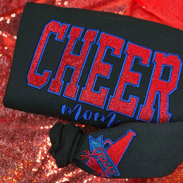 Custom Embroidered Glitter Cheer mom Sweatshirt