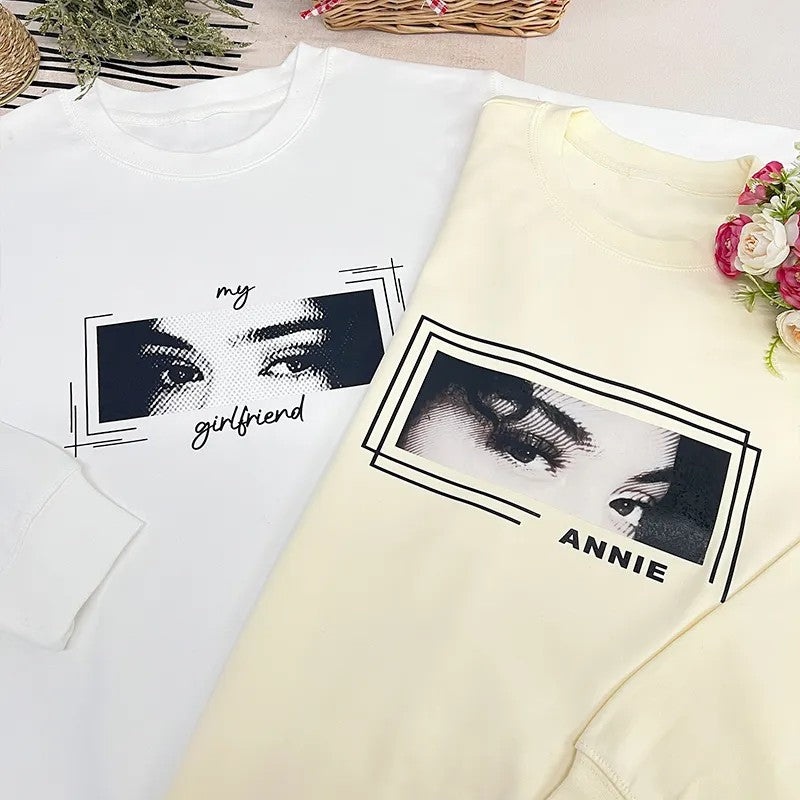 Unique Custom Eyes T-shirt/Crewneck/Hoodie Photo Print Perfect Couple Gift