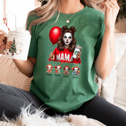 Personalized Halloween Horror Mama Movie Sweatshirt, Mama Shirt With Kids Name, Spooky Season Halloween