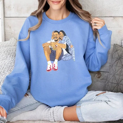 Custom Embroidered Portrait Sweatshirt – Personalized Photo & Roman Numerals