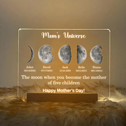 Led light frame with custom text and date - mom's universe