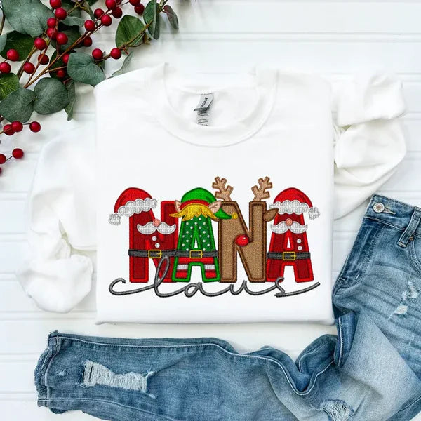 Christmas MAMA/DAD/NANA Claus Print Sweatshirt