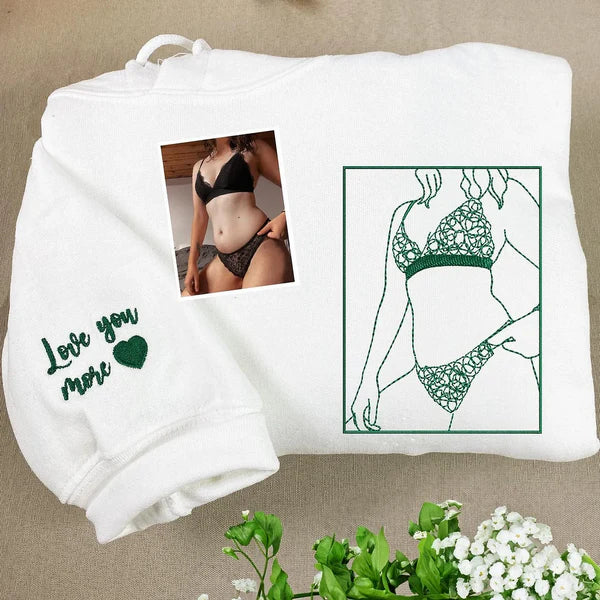 Custom Embroidered Sweatshirt – Personalized Sexy Portrait Gift for Him 💕🔥