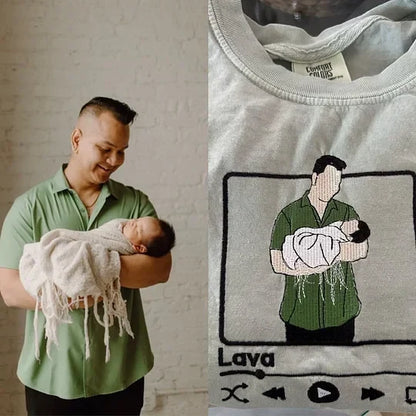 Custom Embroidered Photo Portrait Sweatshirt For papà,papá,pai