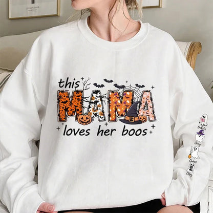 Halloween Mama Wears Her Ghost Kids on Her Sleeve Custom Sweatshirt