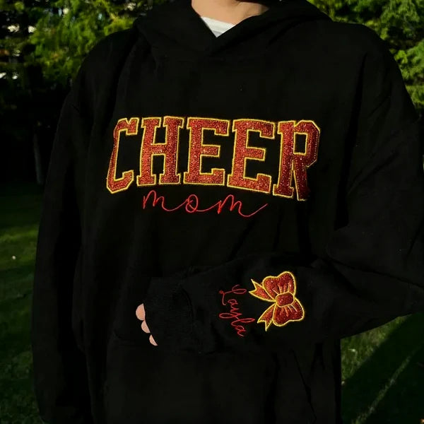 Custom Embroidered Glitter Cheer mom Sweatshirt