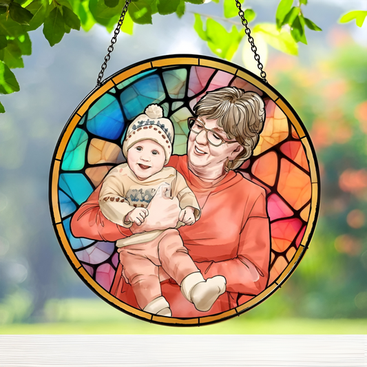 Stained Glass Suncatcher Glass Diamond Textured Water Ripple Suncatcher Home Decor, Christmas and Birthday Gifts for Mom, Grandma and Friends