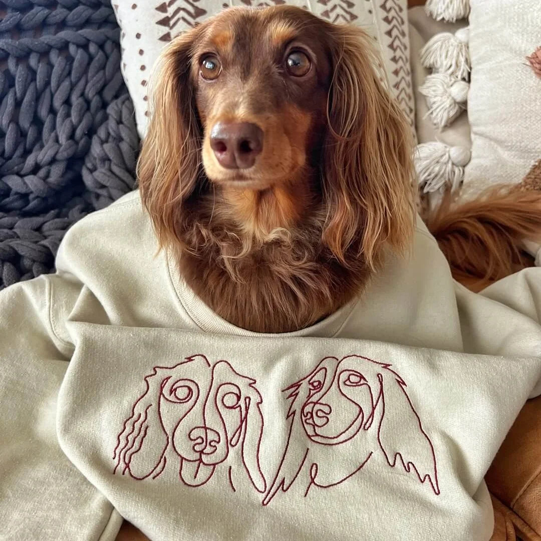 Pet-Inspired Embroidered Dog Design Crewneck Sweatshirt