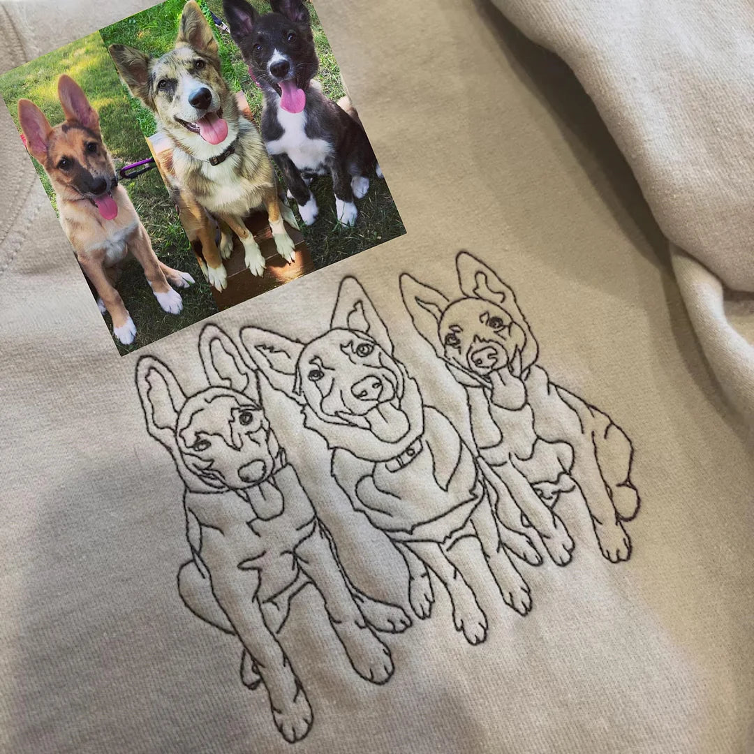 Pet-Inspired Embroidered Dog Design Crewneck Sweatshirt