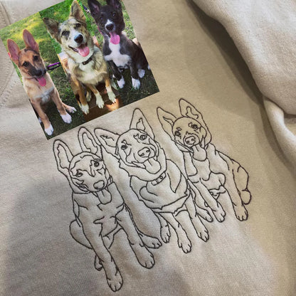 Pet-Inspired Embroidered Dog Design Crewneck Sweatshirt