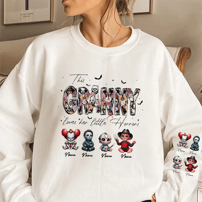 Personalized This Mama Loves Her Little Horrors Sweatshirt, Mama Shirt With Kids Name, Spooky Season Halloween