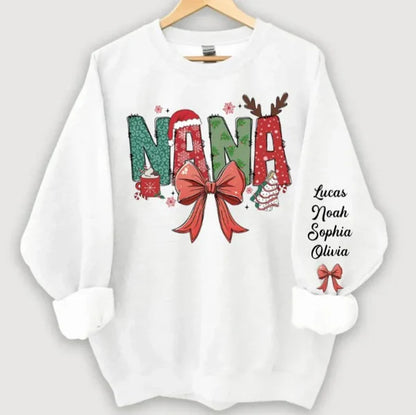 Personalized Christmas NANA/Grandma Bow Sweatshirt