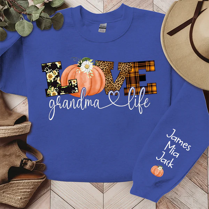 Personalized Love Grandma Life Fall Season Pumpkin Sweatshirt