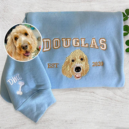 Custom Full Color Embroidered Sweatshirt/T-shirt/Hoodie With Pet Portrait