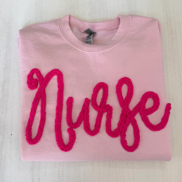 Custom Chenille Embroidered Sweatshirt With Option To Add Name On Sleeves