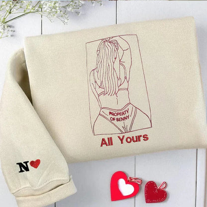 Custom Embroidered Sweatshirt – Personalized Sexy Portrait Gift for Him 💕🔥