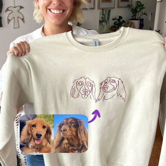 Pet-Inspired Embroidered Dog Design Crewneck Sweatshirt