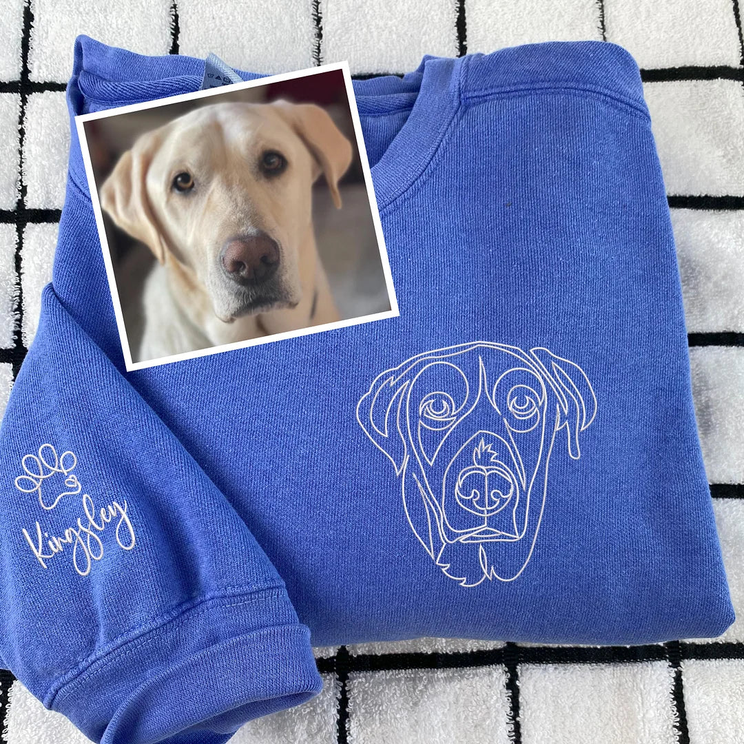 Pet-Inspired Embroidered Dog Design Crewneck Sweatshirt