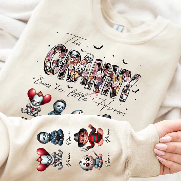 Personalized This Mama Loves Her Little Horrors Sweatshirt, Mama Shirt With Kids Name, Spooky Season Halloween