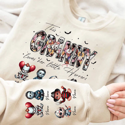 Personalized This Mama Loves Her Little Horrors Sweatshirt, Mama Shirt With Kids Name, Spooky Season Halloween
