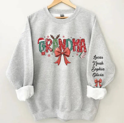 Personalized Christmas NANA/Grandma Bow Sweatshirt