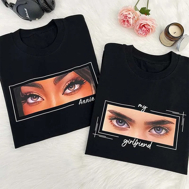 Unique Custom Eyes T-shirt/Crewneck/Hoodie Photo Print Perfect Couple Gift