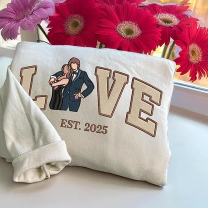 Custom Embroidered Couple Love Moments Crewneck/Hoodie