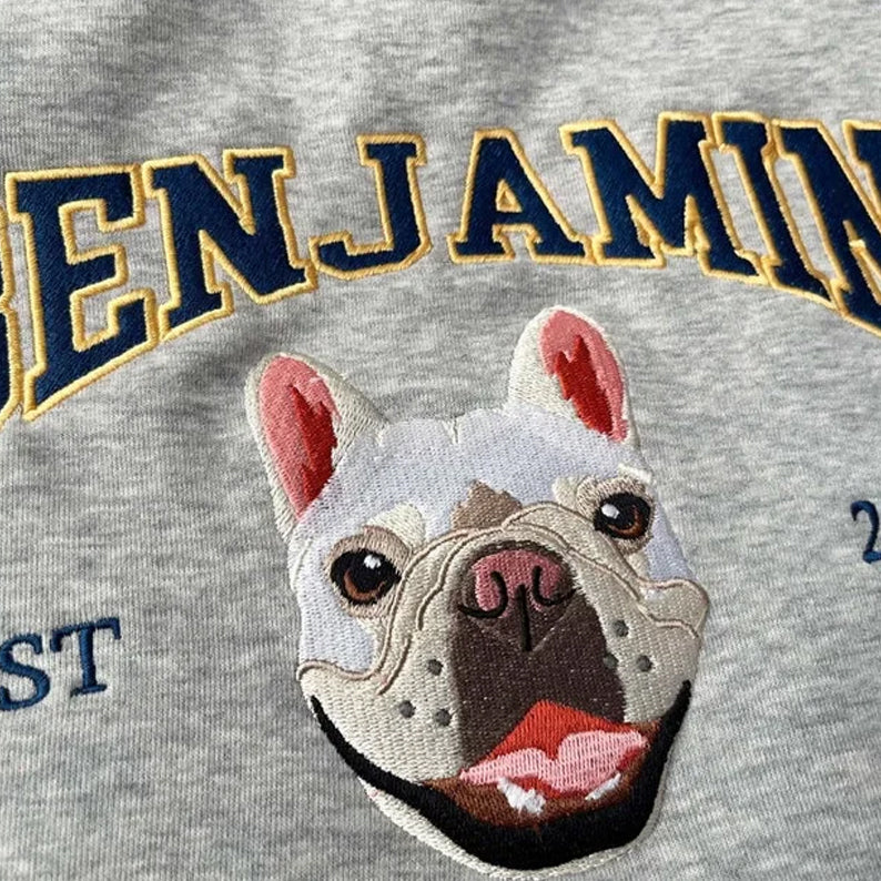Custom Full Color Embroidered Sweatshirt/T-shirt/Hoodie With Pet Portrait